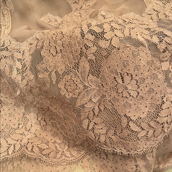 Valentino Sheer Ruffle Lace Blouse - Tan - Picture 3 of 10